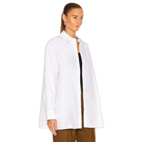 Loulou Studio Espanto Oversized Poplin Shirt in White Small New Womens Top - Picture 6 of 14
